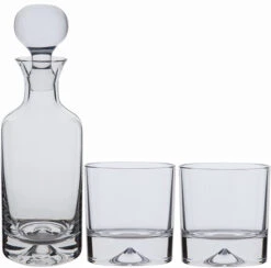 Dimple Decanter & Double Old Fashioned Whisky Glass Pair - Packaged In A Presentation Box -Home Charm Store dimple dof empty