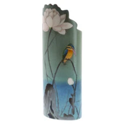 Koson - Kingfisher With Lotus Flower Vase -Home Charm Store sda041 koson beswick art vase co 2