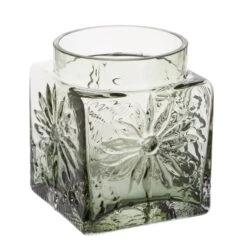 Marguerite Square Vase Olive Green -Home Charm Store va3423 grn marguerite square olive green co